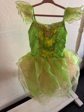 Disney Green Sequin Tinker Bell Costume with Gold Accents